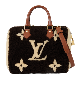 Speedy Bandouliere Teddy 25, Shearling, Cream/Brown, AH5109, B/DB/E, 3*